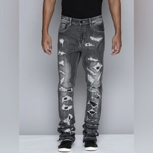 Men's Distressed Black Skinny Jeans